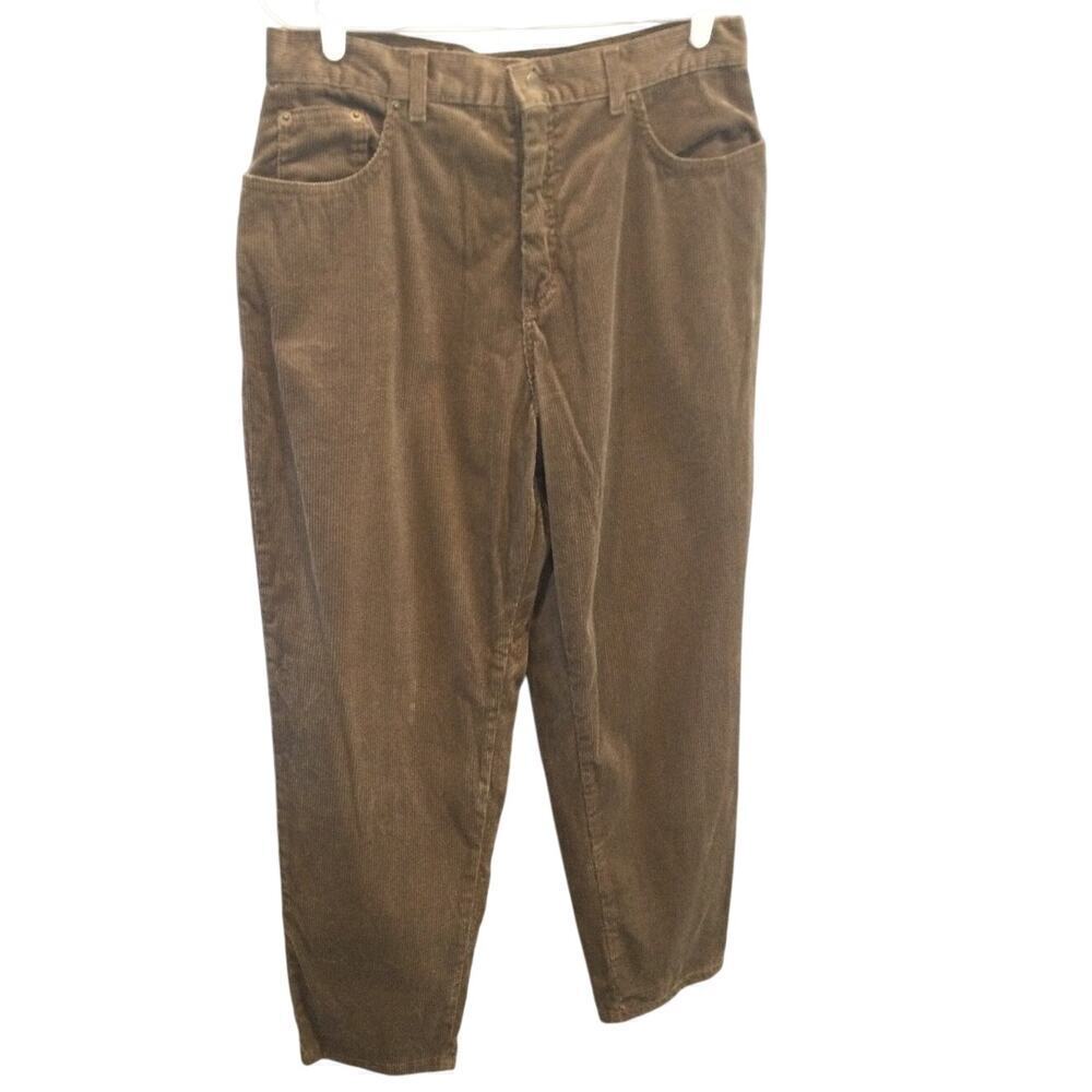 Vtg L.L.Bean Womens Corduroy‎ Pants 14P 14 Petite Thick Tan Gorpcore Grandpacore